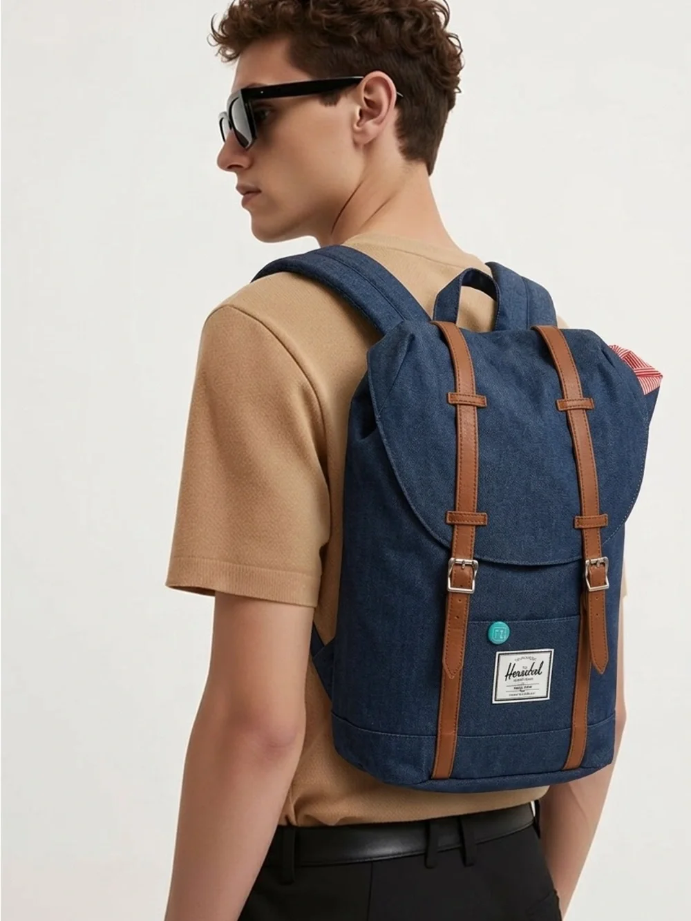 Herschel Supply Company Navy Backpack with Brown Straps